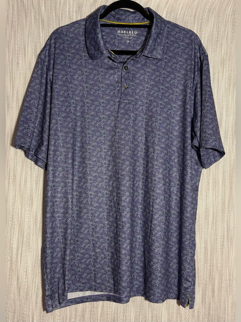 Maelreg Men's Blue pattern performance Polo Shirt